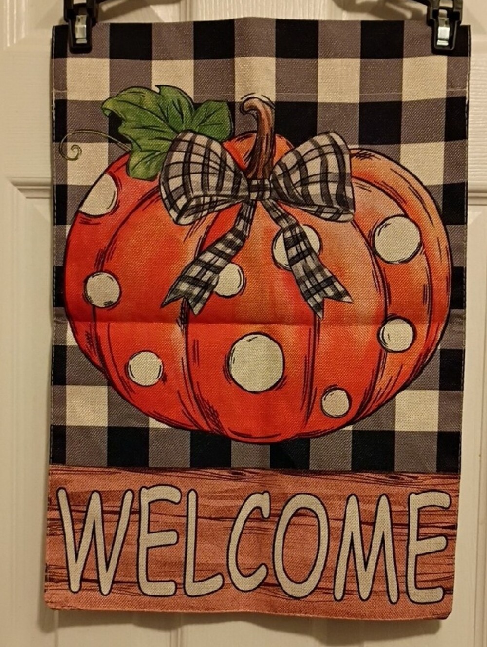 Welcome Pumpkin Garden Or Wall Flag Sign - Orange Pumpkin Home Decor 18X12.5 - Picture 2 of 3